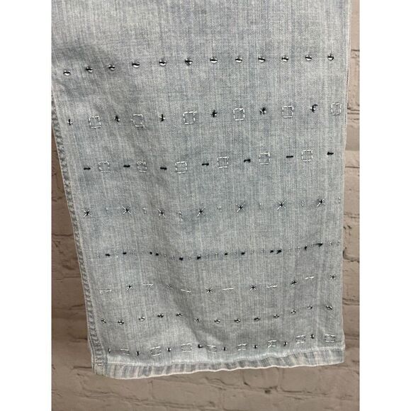 I.E.RELAXED light blue embroidered cotton capri pants size 22W - Picture 2 of 7